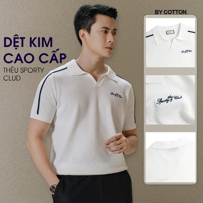 [ NEW ARRIVAL ] Áo Polo Nam Cao Cấp Dệt Kim Mesh Thêu Sporty Club Viền Vai - BY COTTON