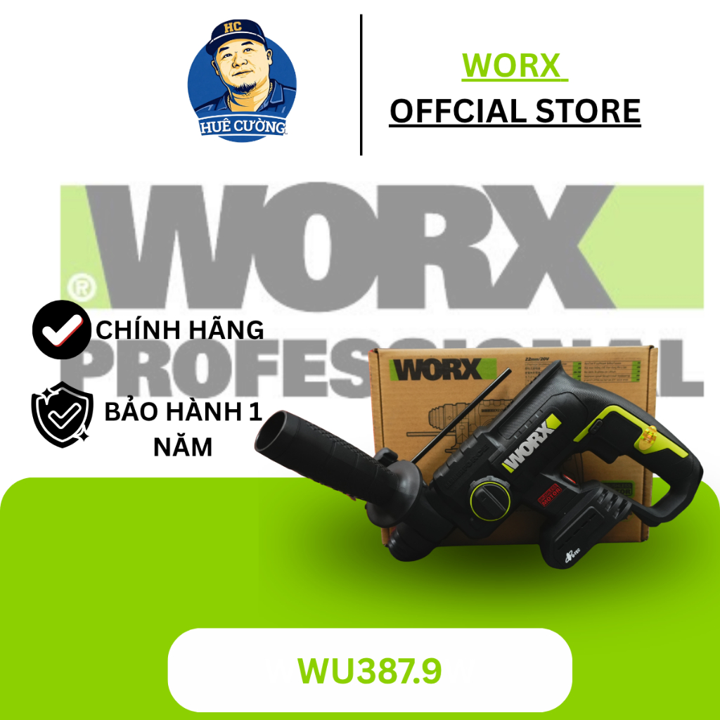 Thân máy khoan búa dùng pin 20V Worx WU387