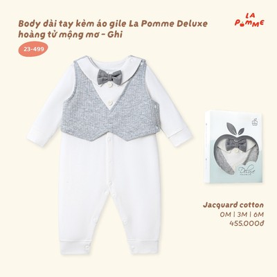 Body dài tay kèm áo gile La Pomme Deluxe hoàng tử mộng mơ - Sợi Jacquard Cotton thoáng khí - Bé trai - 0M - 6M