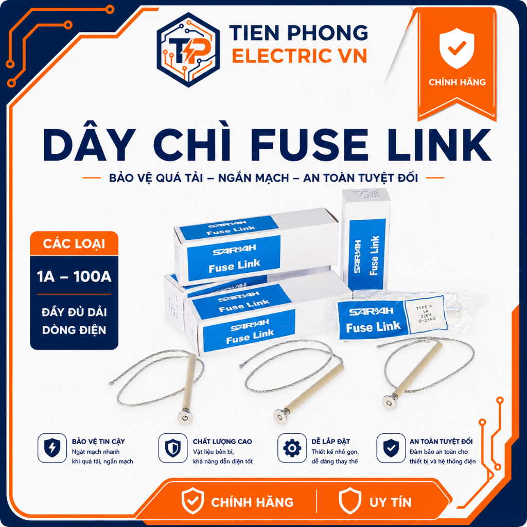 Dây chì FUSE LINK dòng điện định mức từ 1A-100A, dây cầu chì điện áp cao