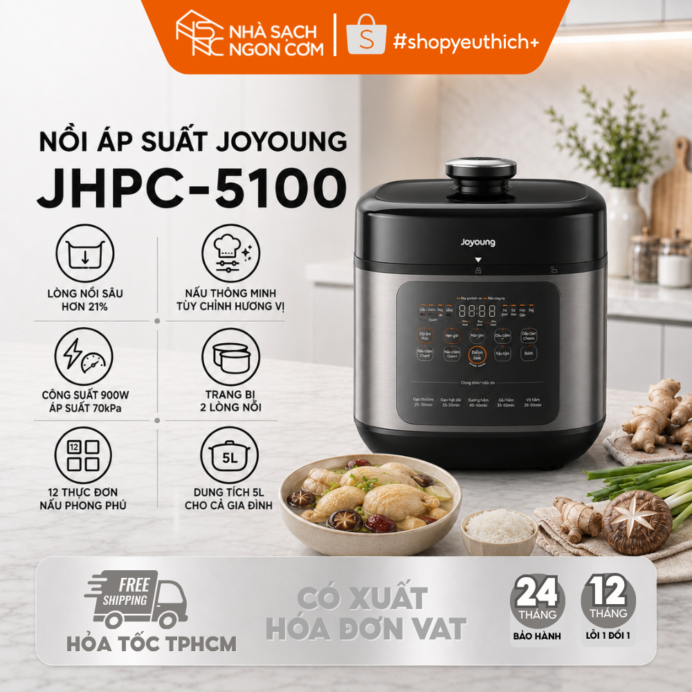 Nồi cơm áp suất Joyoung JHPC-5100 900W 5L - BH chính hãng 24 tháng
