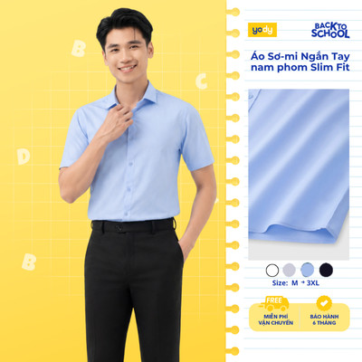 Áo sơ mi nam Yody ngắn tay vải lụa nến chống nhăn dáng slimfit  TRA - MOSS26A012