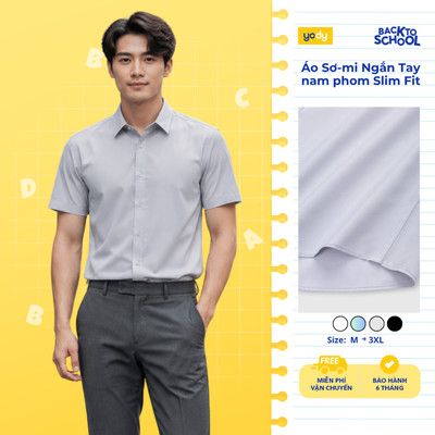 Áo sơ mi nam Yody cộc tay chất lụa nến chống nhăn dáng slim fit  TRA - MOSS26A012