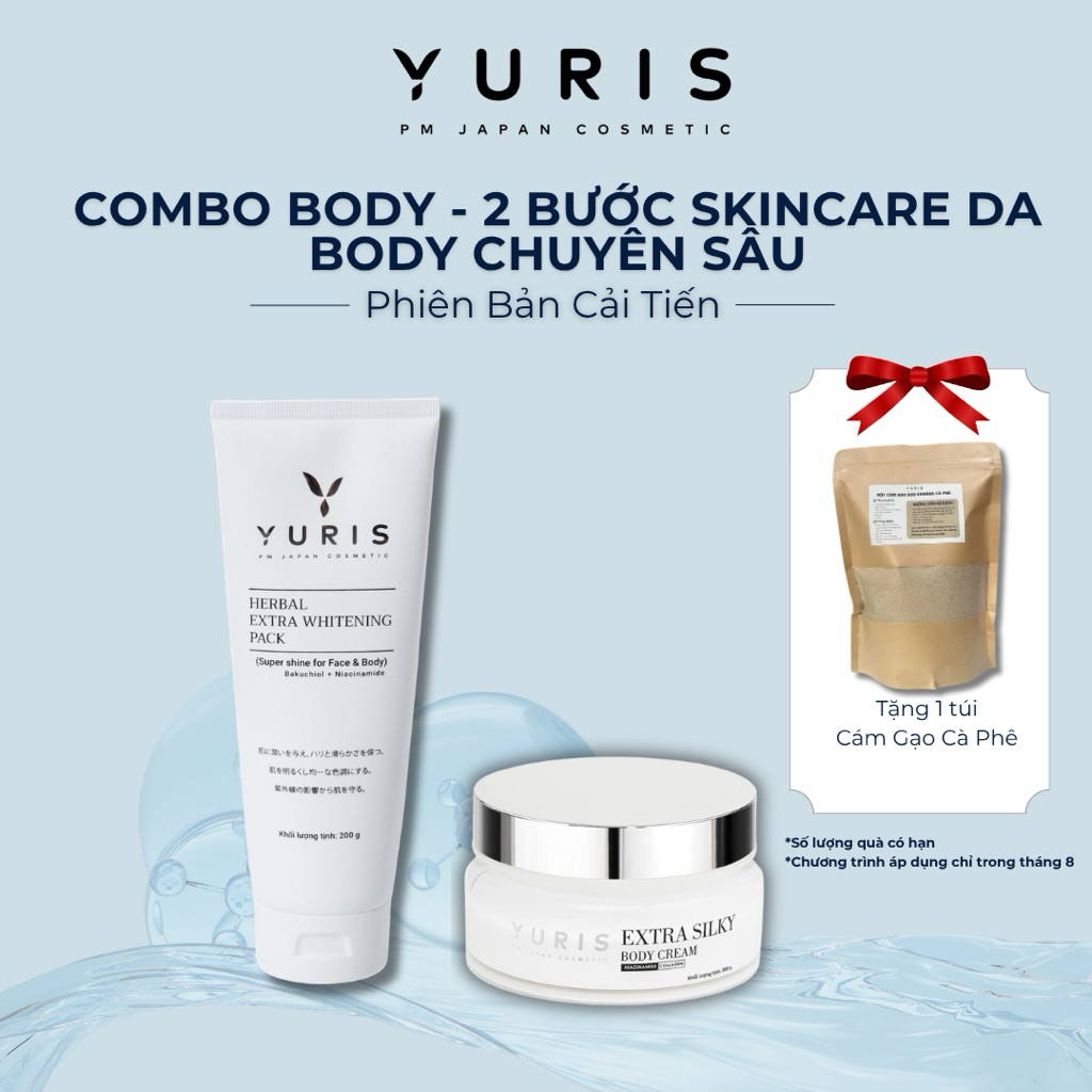 [Phụng Mã x Yuris] Combo Bod : Kem Ủ Thảo Dược 200g, Kem Dưỡng Body Trắng Da 200ml và tặng 1 túi Cám