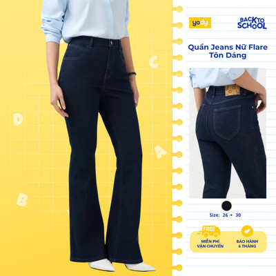 [BST Comfort Me-We] Quần Jeans Nữ Yody Dáng ống Flare dài nữ tính, tôn dáng TRA WCJE26A008