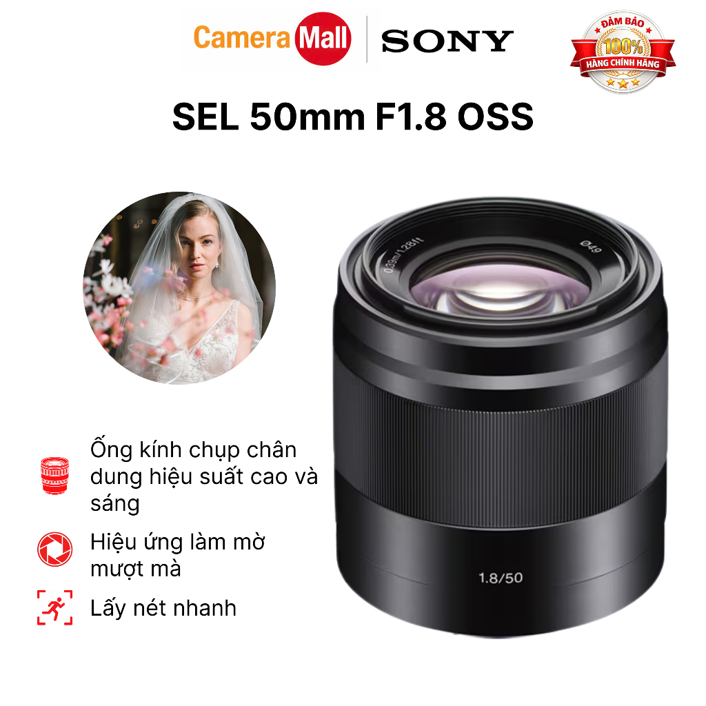 Ống kính Sony SEL 50mm F1.8 OSS - BH 12 THÁNG - Hàng chính Hãng