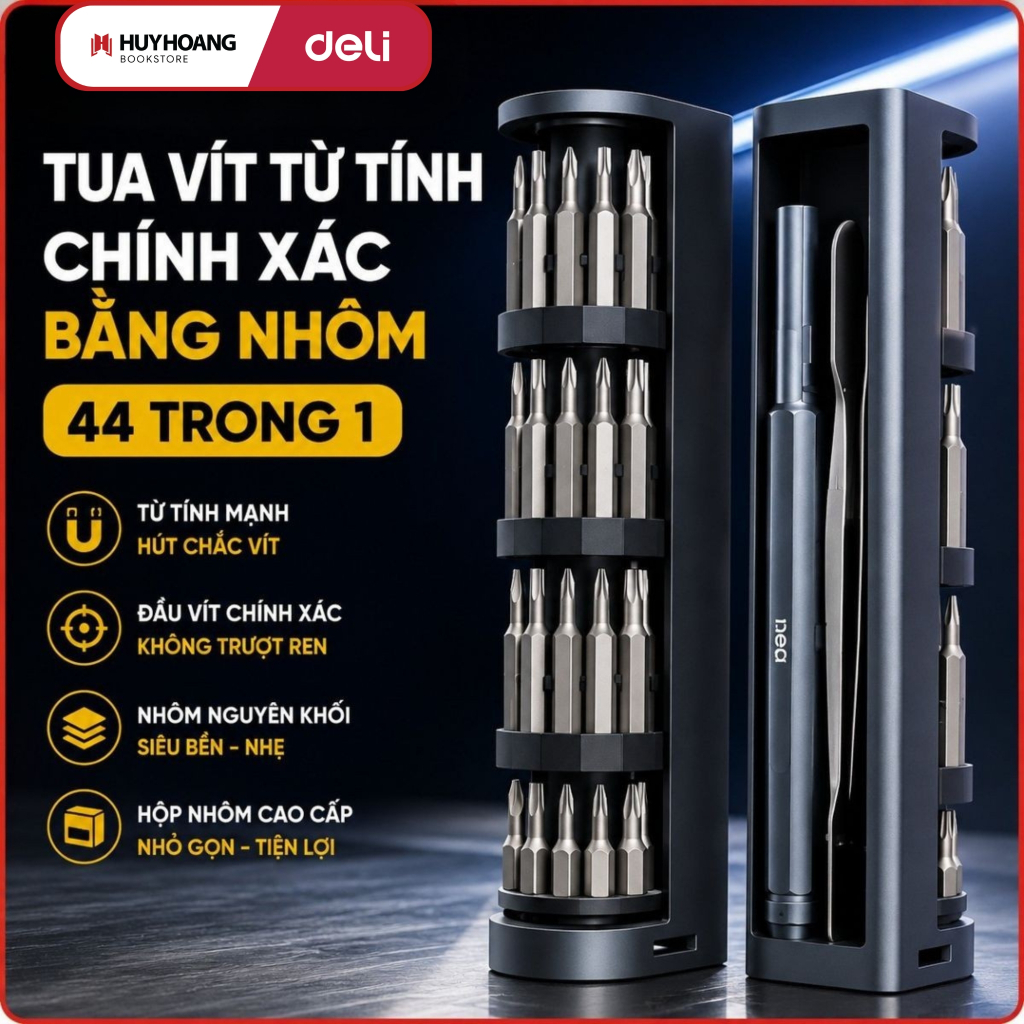 Bộ Tua Vít Chính Xác 44 chi tiết DELI Cao Cấp Sủa Điện Thoại Đồ Dùng Máy Tính LapTop DL241044 Tools