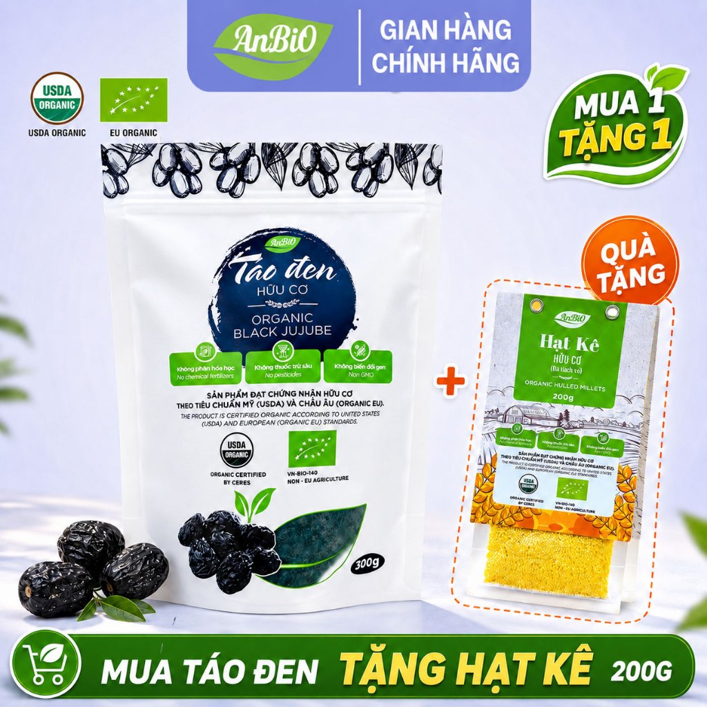 [ AnBiO ] Táo Đen ( Táo Tàu ) Hữu Cơ ANBIO - Quả To, Dẻo Ngọt, Tốt Cho Mẹ Bầu & Người Mất Ngủ