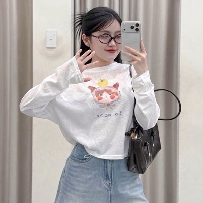 Áo thun giấy tay dài in hình dễ thương thời trang diện hè xinh xắn (L3067)
