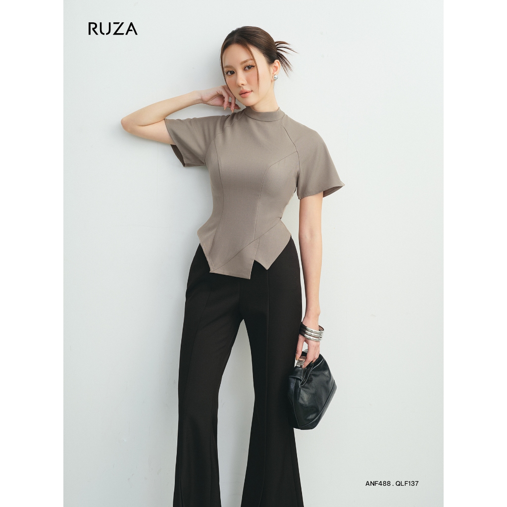 RUZA - Áo sơ mi nữ tay ngắn thiết kế RUZA sang trọng thời trang công sở thanh lịch ANF488