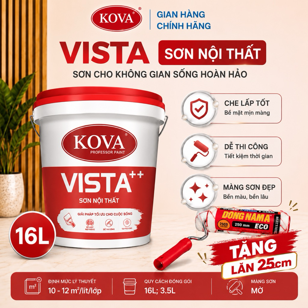 🎨 SƠN KOVA VISTA++ 16L( nhiều mầu)– SƠN NỘI THẤTa