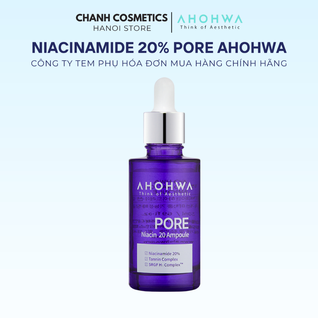 Serum Ahohwa Pore Niacinamide 20% Dưỡng Trắng Da, Phục Hồi, Thu Nhỏ Lỗ Chân Lông