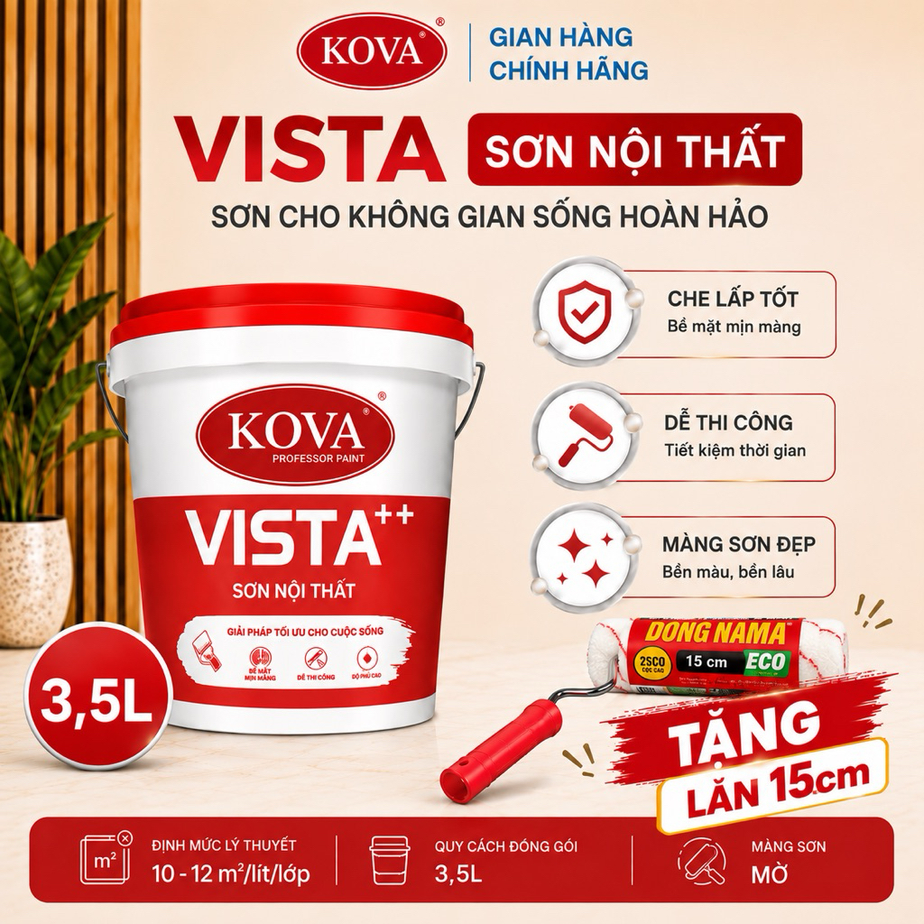 🎨 SƠN KOVA VISTA++ 3.5L( nhiều màu)– SƠN NỘI THẤT