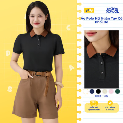Áo Polo Nữ Ngắn Tay Mắt Chim Cổ Phối Bo Co Giãn Thông Thoáng WCPO26A052