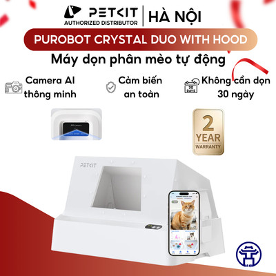 Nhà vệ sinh cho mèo, khay vệ sinh cho mèo PETKIT Purobot Crystal Duo với camera AI