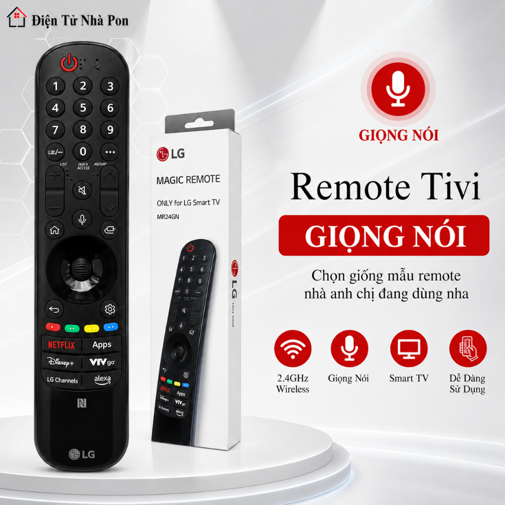 Remote điều khiển tivi LG Giọng nói, chuột bay MR24GN - Tặng kèm pin