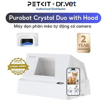 Máy dọn phân mèo tự động PETKIT Purobot Crystal Duo - có camera AI, khử mùi, cảm biến an toàn
