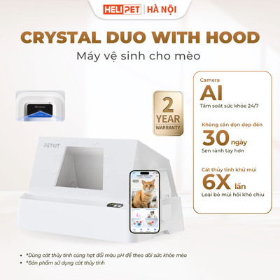 Nhà vệ sinh cho mèo PETKIT Purobot Crystal Duo có camera AI, tương thích cát thuỷ tinh
