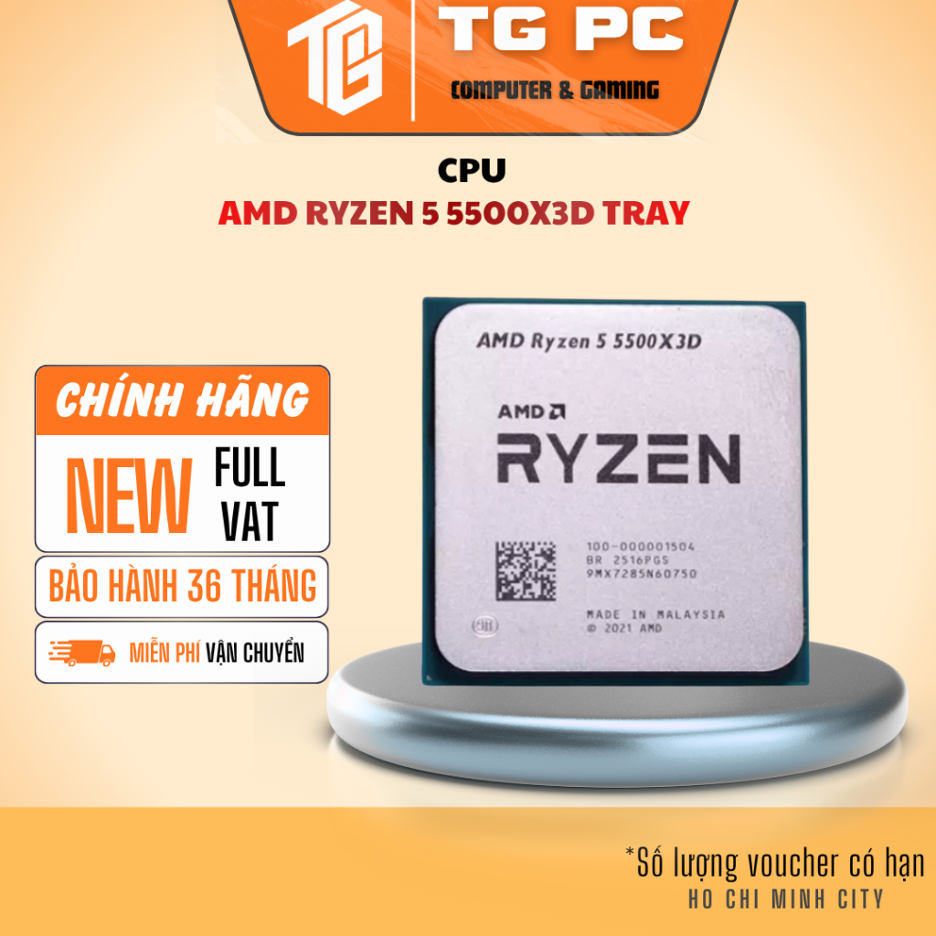 [SẢN PHẨM MỚI FULL VAT] CPU AMD RYZEN 5 5500X3D TRAY - BẢO HÀNH 36 THÁNG