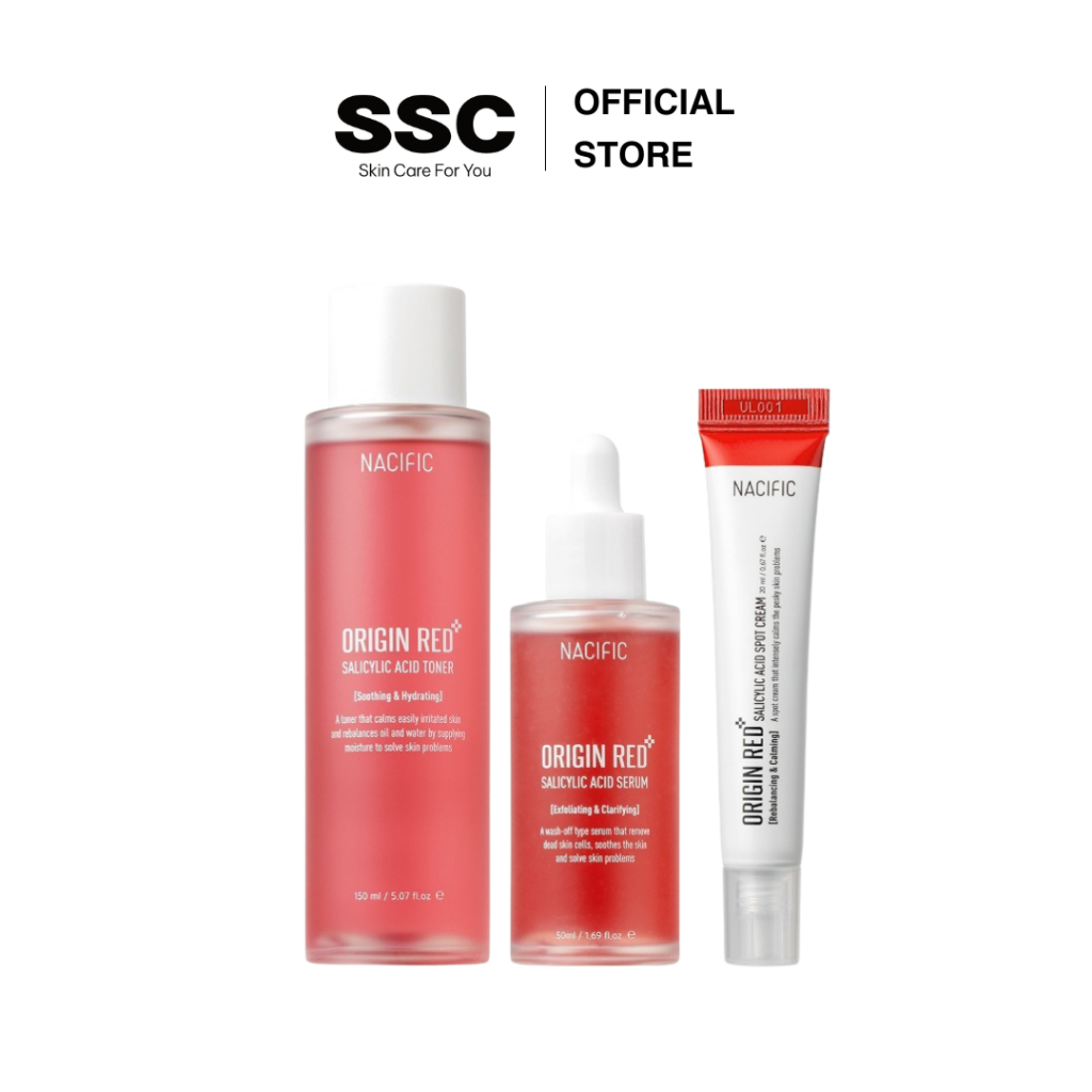[Combo 3 Sản Phẩm] Nacific Origin Red Salicylic Acid Toner, Serum, Spot Cream - Hỗ Trợ Làm Sạch, Chă