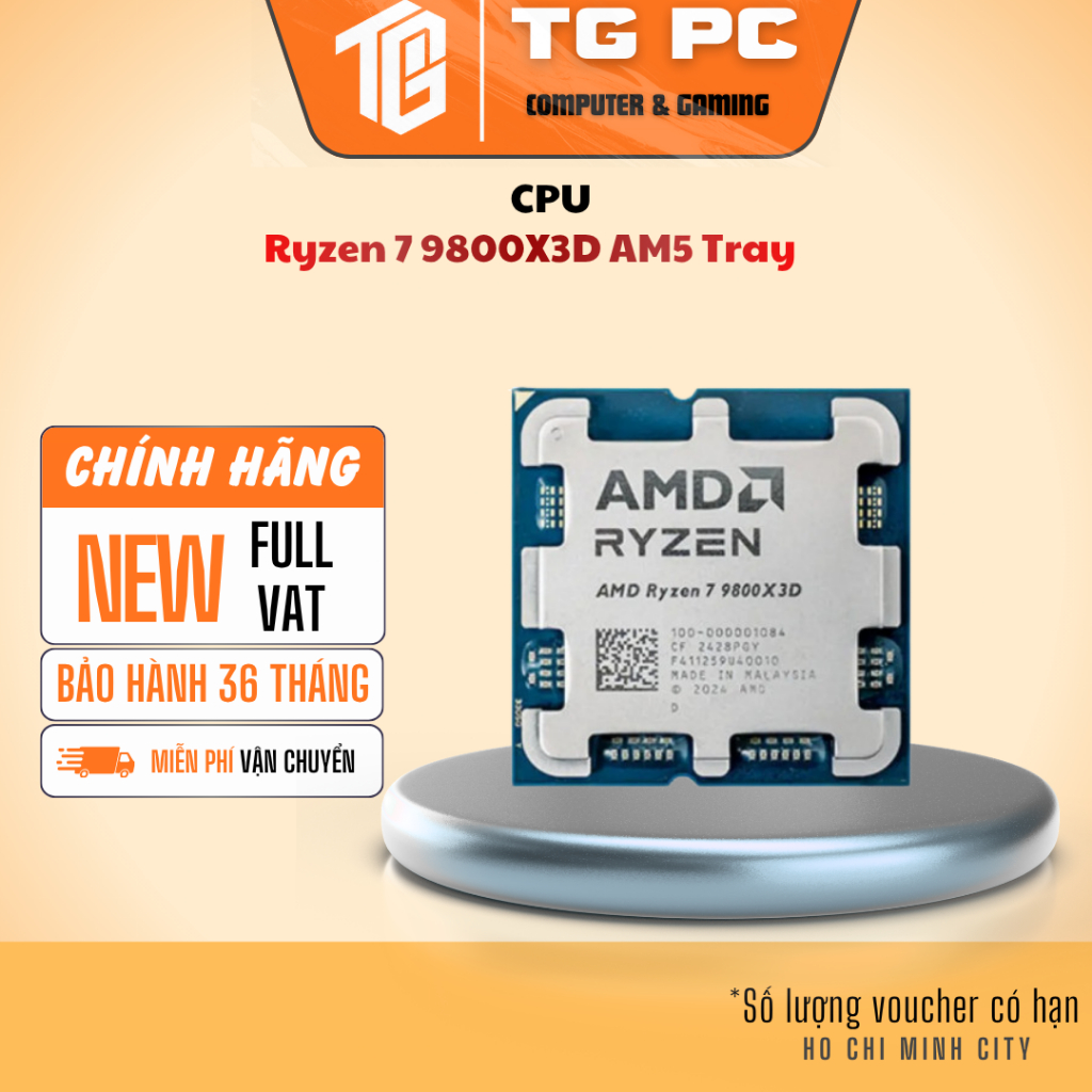 [SẢN PHẨM MỚI FULL VAT] CPU AMD Ryzen 7 9800X3D AM5 Tray - BẢO HÀNH 36 THÁNG
