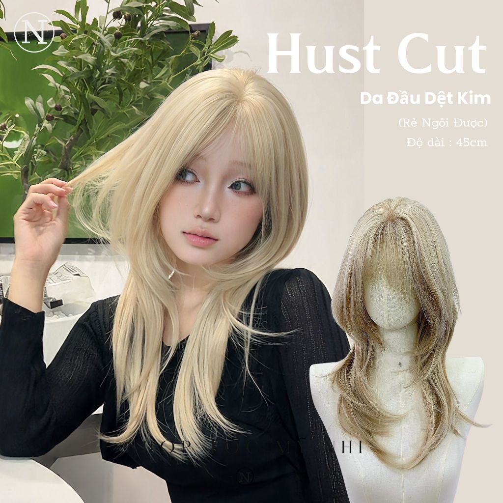 Tóc Giả Dệt Kim Hust Cut Mái Thưa 45cm