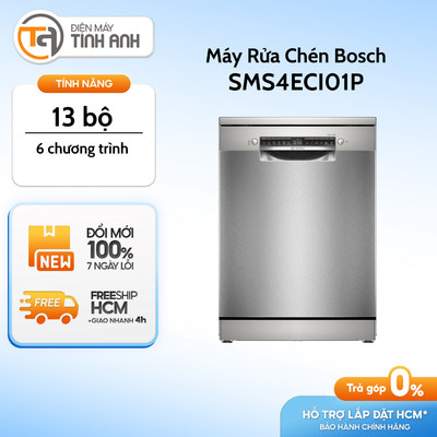 Máy Rửa Chén Độc Lập Bosch SMS4ECI01P -  Series 4 - Dung Tích 13 Bộ - Xuất Xứ Đức [Giao Toàn Quốc]