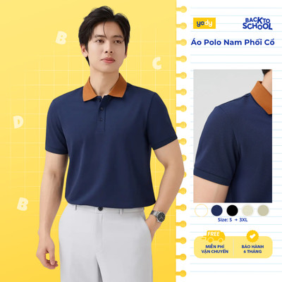 Áo polo nam Yody ngắn tay cổ phối bo basic MCPO26A085