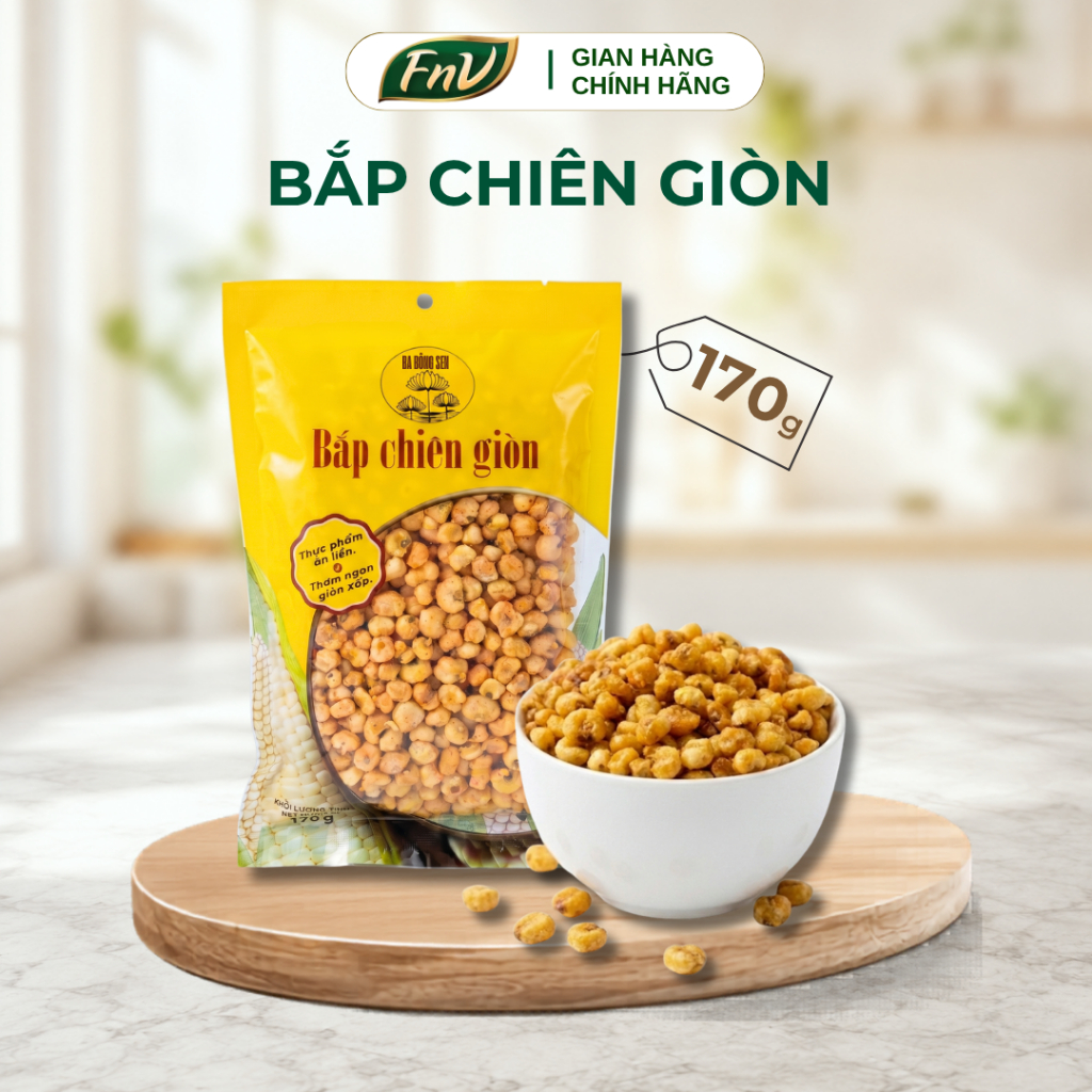 Bắp Chiên Giòn Ba Bông Sen 170g - Snack Ăn Vặt Giòn Tan - Thơm Ngon