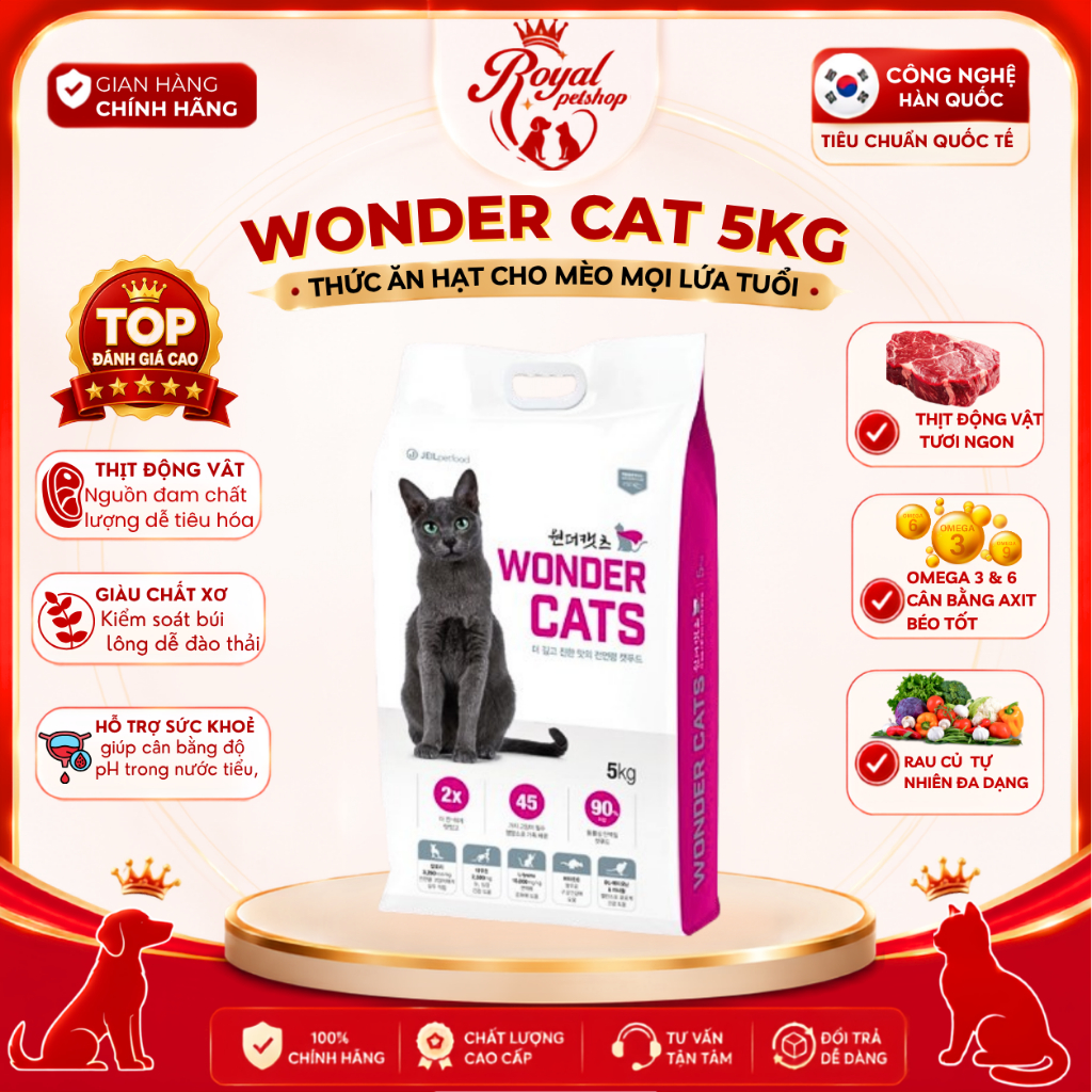 [1kg/5kg] Thức ăn hạt Cho Mèo Mọi Lứa Tuổi Wonder Cat's