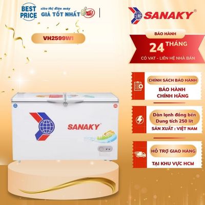 VH-2599W1 Tủ Đông Sanaky 250 Lít, 2 Ngăn Đông Mát, Dàn Lạnh Ống Đồng, Nhỏ Gọn, Tiết Kiệm Điện
