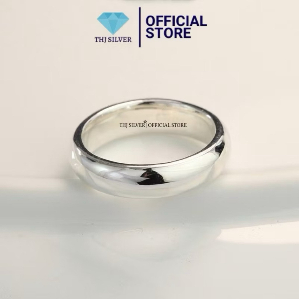 Nhẫn đôi tròn trơn chuẩn bạc ta khắc tên -THU HUONG SILVER