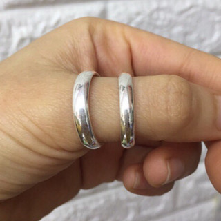 Nhẫn đôi tròn trơn chuẩn bạc ta khắc tên -THU HUONG SILVER