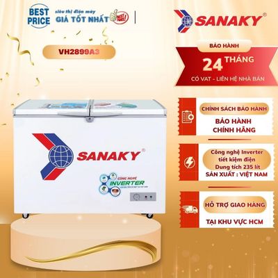 VH-2899A3 Tủ Đông Sanaky – 235 Lít, 1 Ngăn Đông Inverter, Dàn Lạnh Đồng, Bảo Hành 24 Tháng VH-2899A3