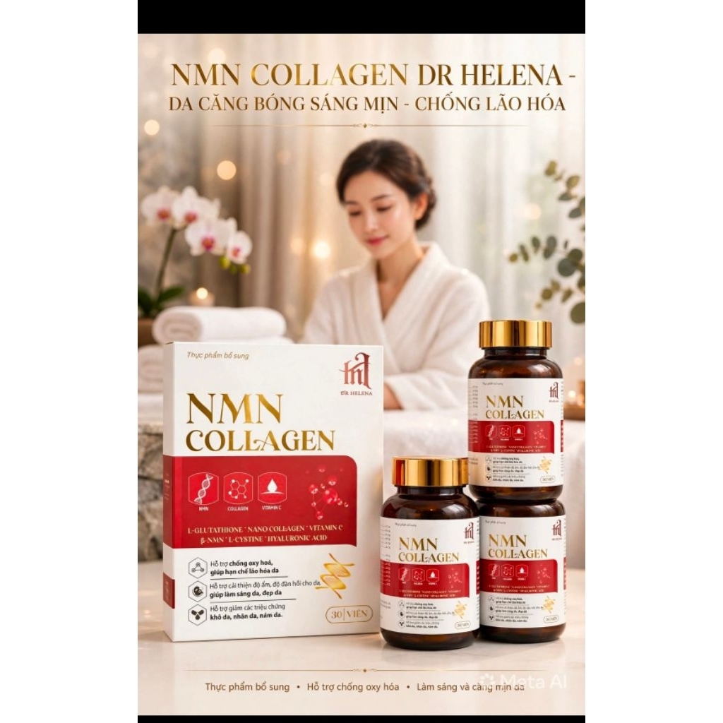 Helena NMN COLLAGEN DR - 30 Viên Bổ Sung Nano Collagen L-Glutathione Hyaluronic Acid Vitamin C β-NMN