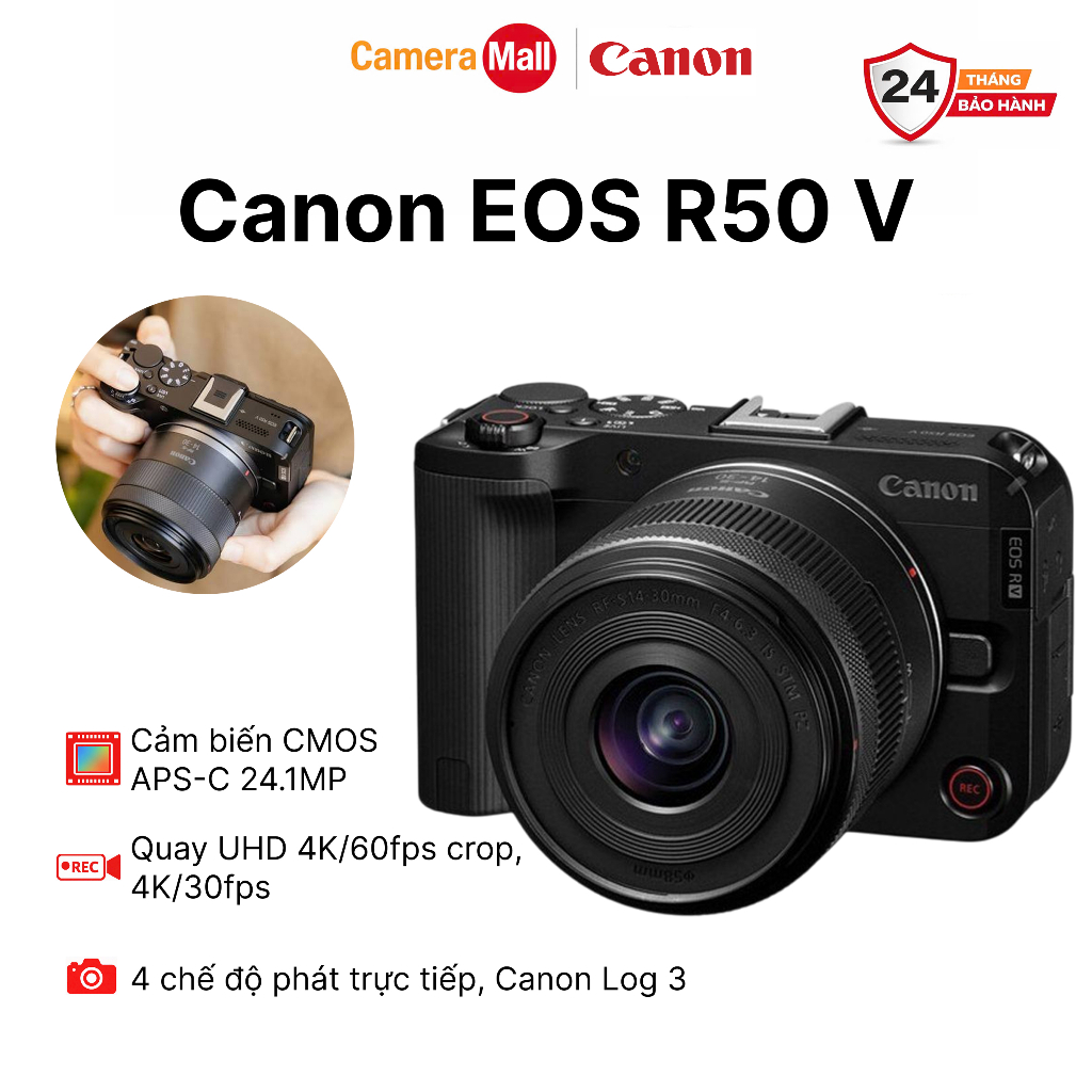 Canon EOS R50 V – Máy Chụp Hình Mirrorless, Chính Hãng
