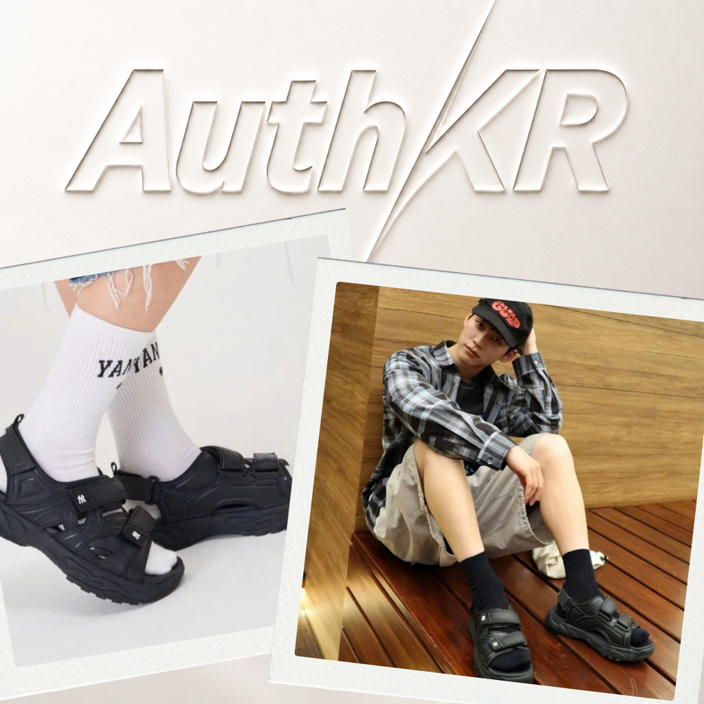 [Auth] Dép sandal MLB Chunky Runner NY đen