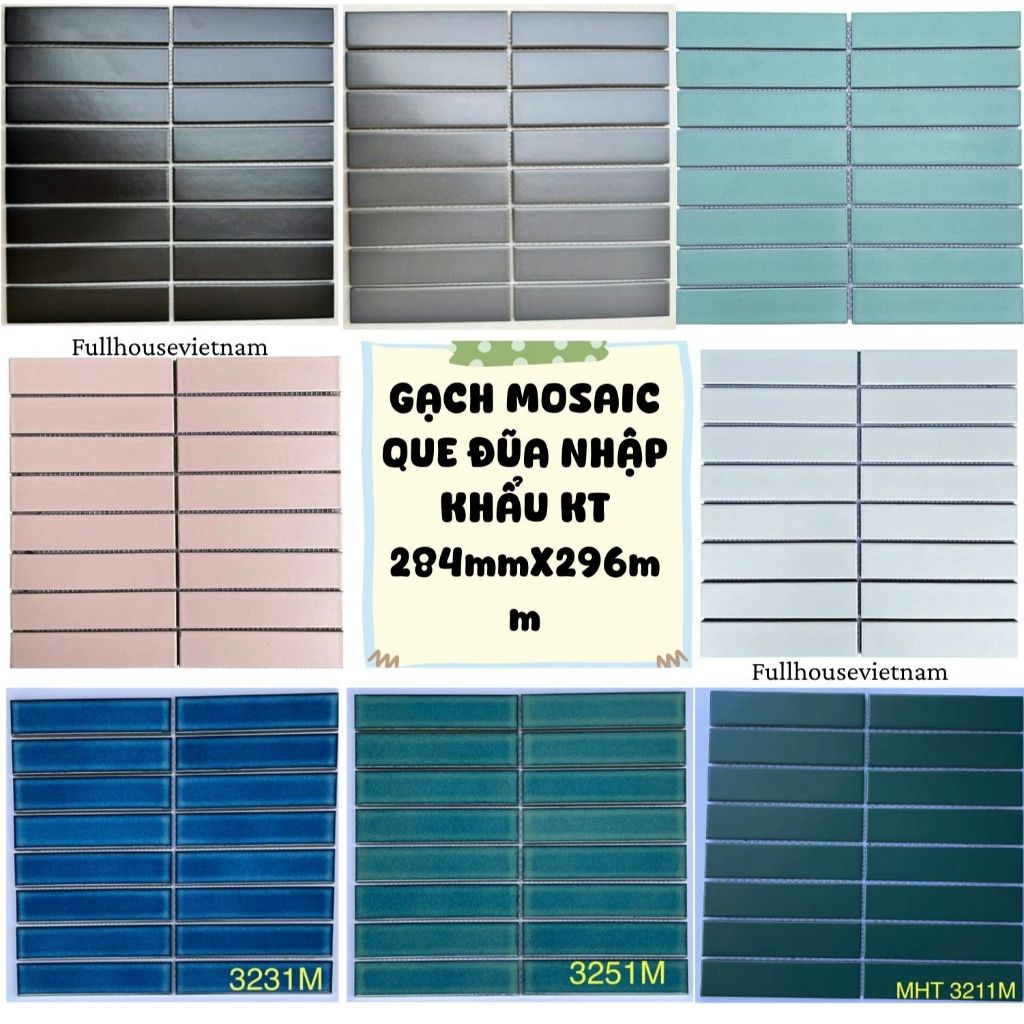 Gạch Mosaic Que Đũa nhập khẩu - gạch mosaic thẻ que gắn lưới