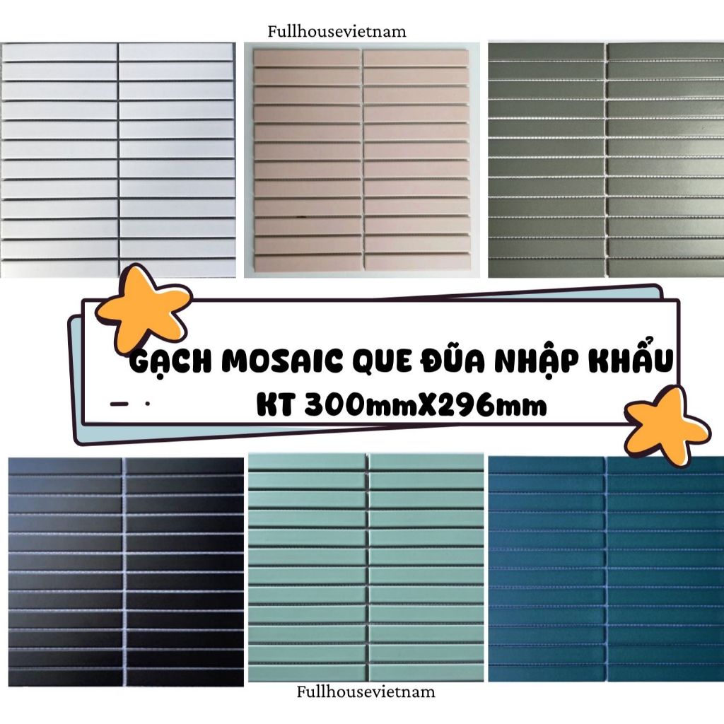 Gạch Mosaic Que Đũa nhập khẩu - gạch mosaic thẻ que gắn lưới