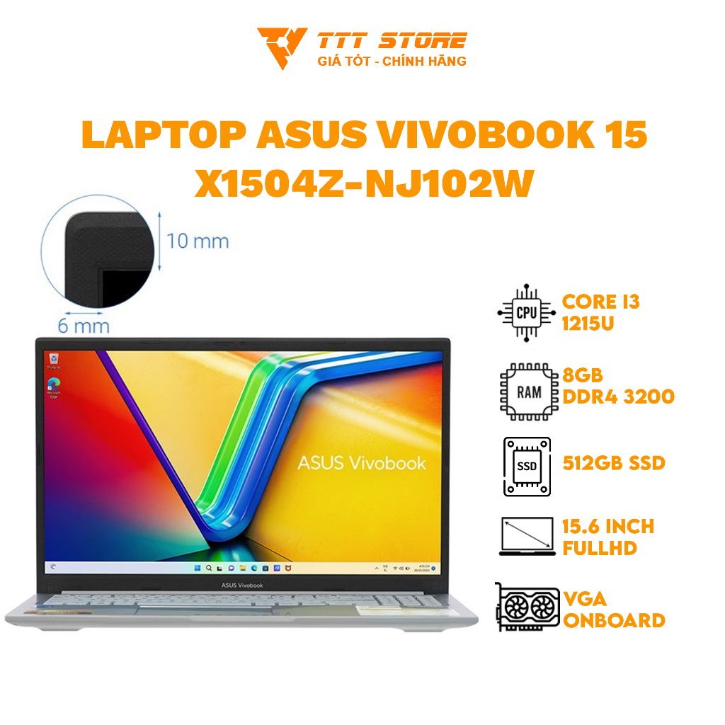 Laptop Asus Vivobook 15 X1504Z-NJ102W Core I3 1215U/ 8GB/ 512GB SSD/ 15.6 inch FullHD - TTTSTORE