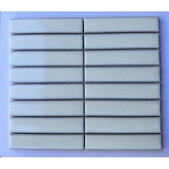 Gạch Mosaic Que Đũa màu trắng lõm muối tiêu - gạch mosaic thẻ que gắn lưới