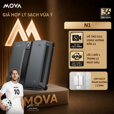 Robot Lau Kính MOVA N1 Lực Hút 8.000Pa, Phun Sương Kép, Điều Khiển App | BH 36 Tháng