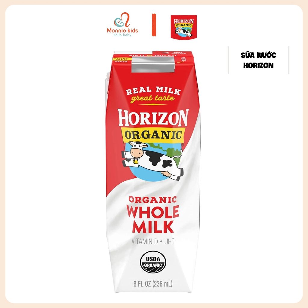 Sữa nước Horizon Organic cho bé từ 1Y, sữa tươi pha sẵn hữu cơ Mỹ cho trẻ - Monnie Kids