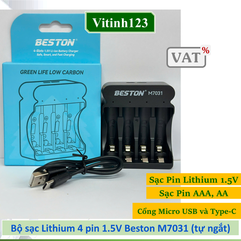 Bộ sạc Lithium 1.5V Beston 4pin Beston M9501, M7031, M7032, M7036 (Không kèm pin)