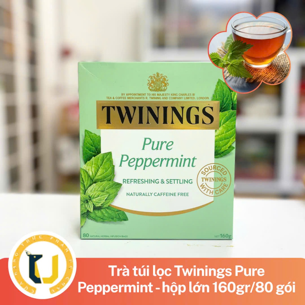 (HÀNG ÚC) Trà bạc hà túi lọc giúp thư giãn TWININGS Pure Peppermint Refresjomg & Settling CAFFEINE F