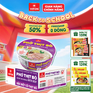Thùng 12 tô phở thịt bò vifon 120g có gói thịt bò thật nguyên chất cao cấp