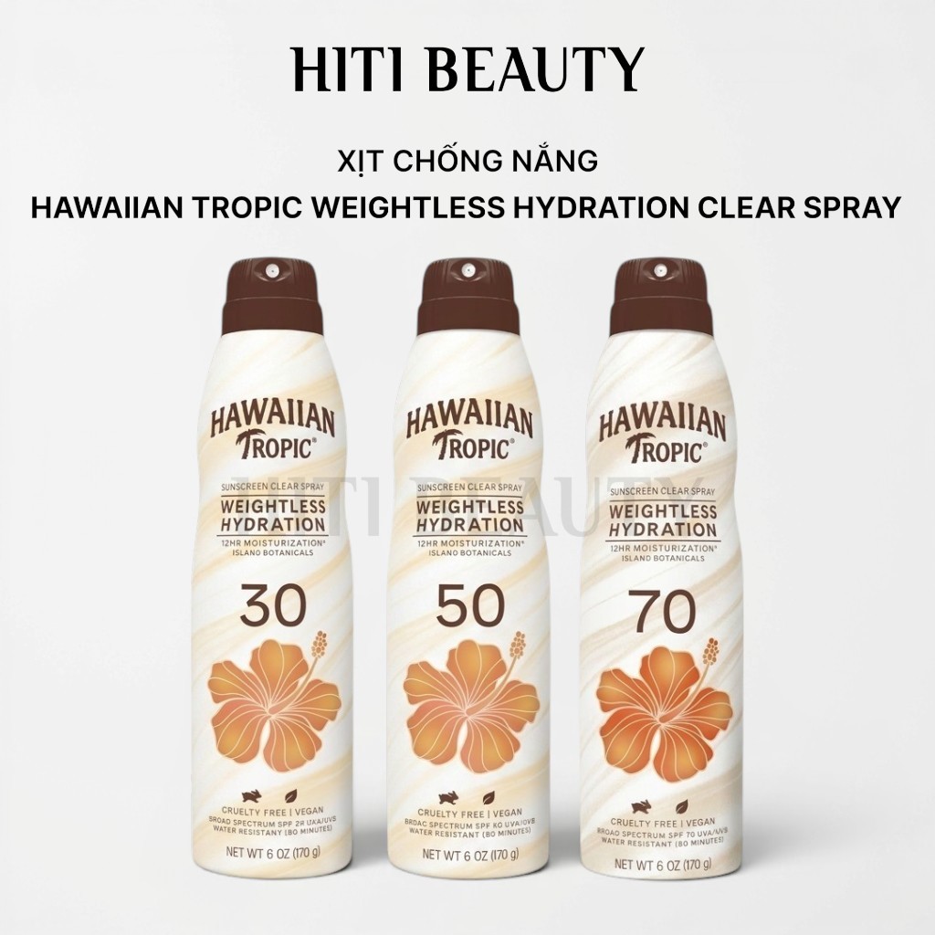 Xịt Chống Nắng Hawaiian Tropic Weightless Hydration Clear Spray - Cấp Ẩm Suốt 12 Giờ