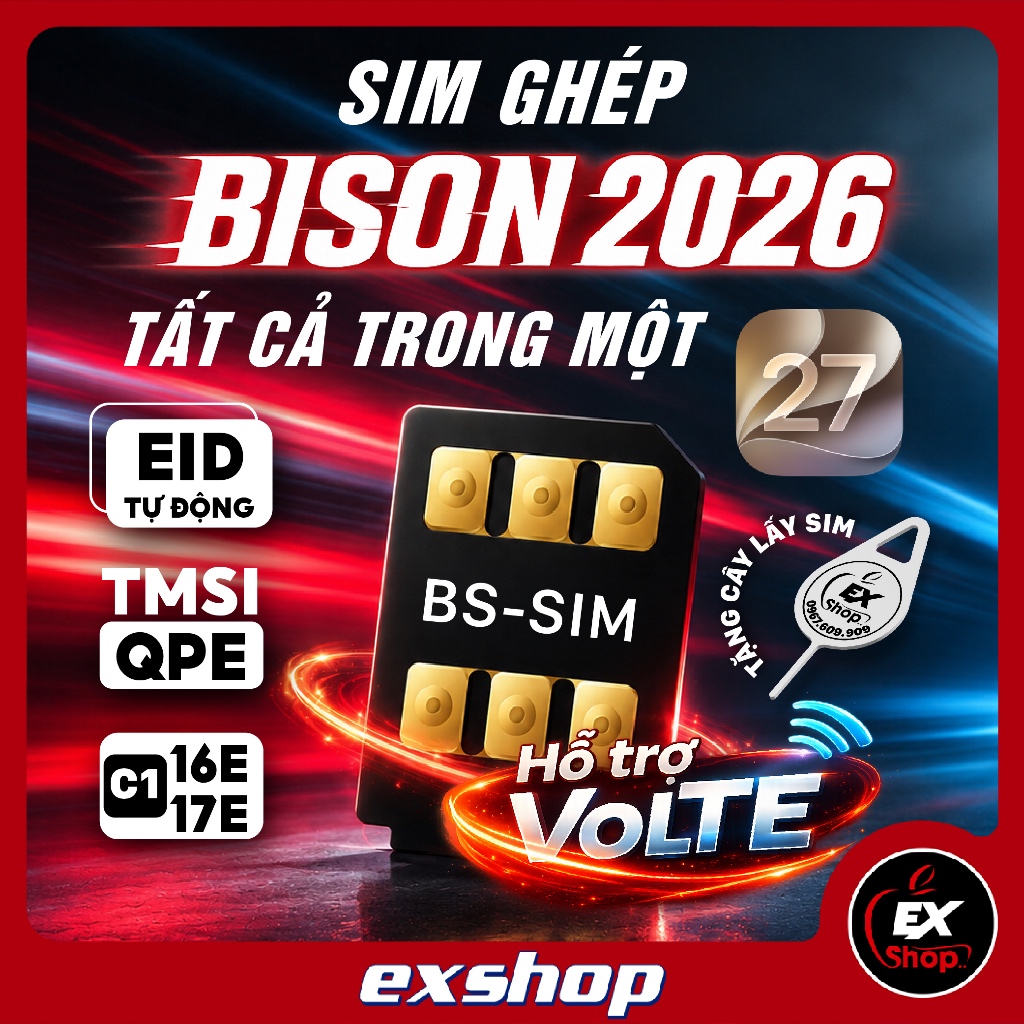 Sim ghép Bison Auto EXSHOP - Full Mode TMSI/QPE/EID - Không văng Active - Fix full lỗi
