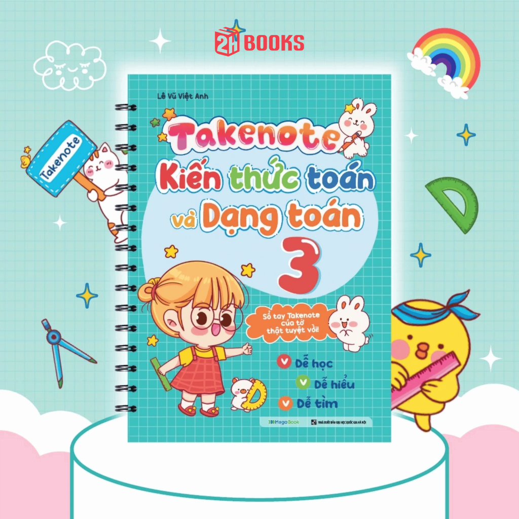 Sách Takenote Kiến thức Toán và Dạng Toán lớp 3, Sổ ghi chú Toán lớp 3 - Megabook