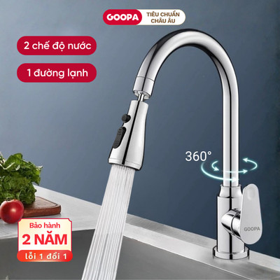 Vòi rửa bát lạnh GOOPA chất liệu thép không gỉ, 2 chế độ phun nước